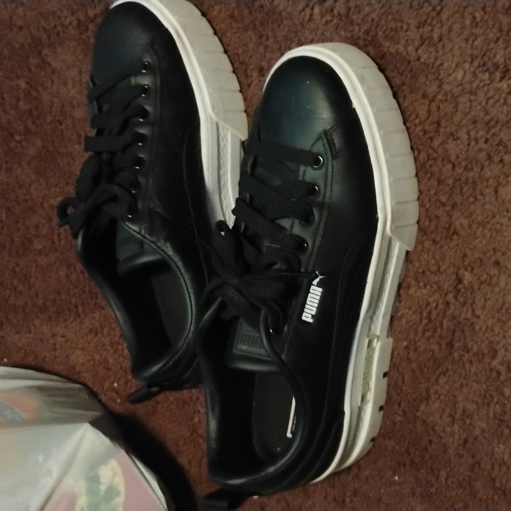 PUMA 👟 Mayze Black Leather Platform US Women’s Size 10